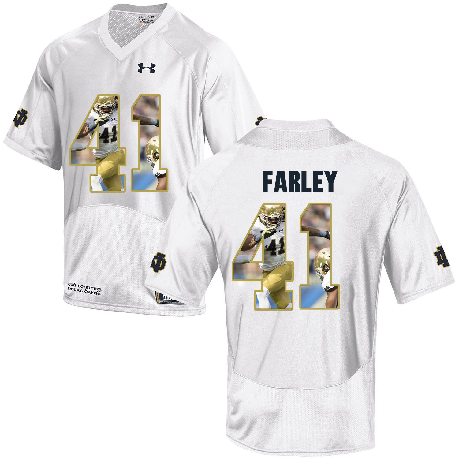Men Norte Dame Fighting Irish 41 Farley White Fashion Edition Customized NCAA Jerseys